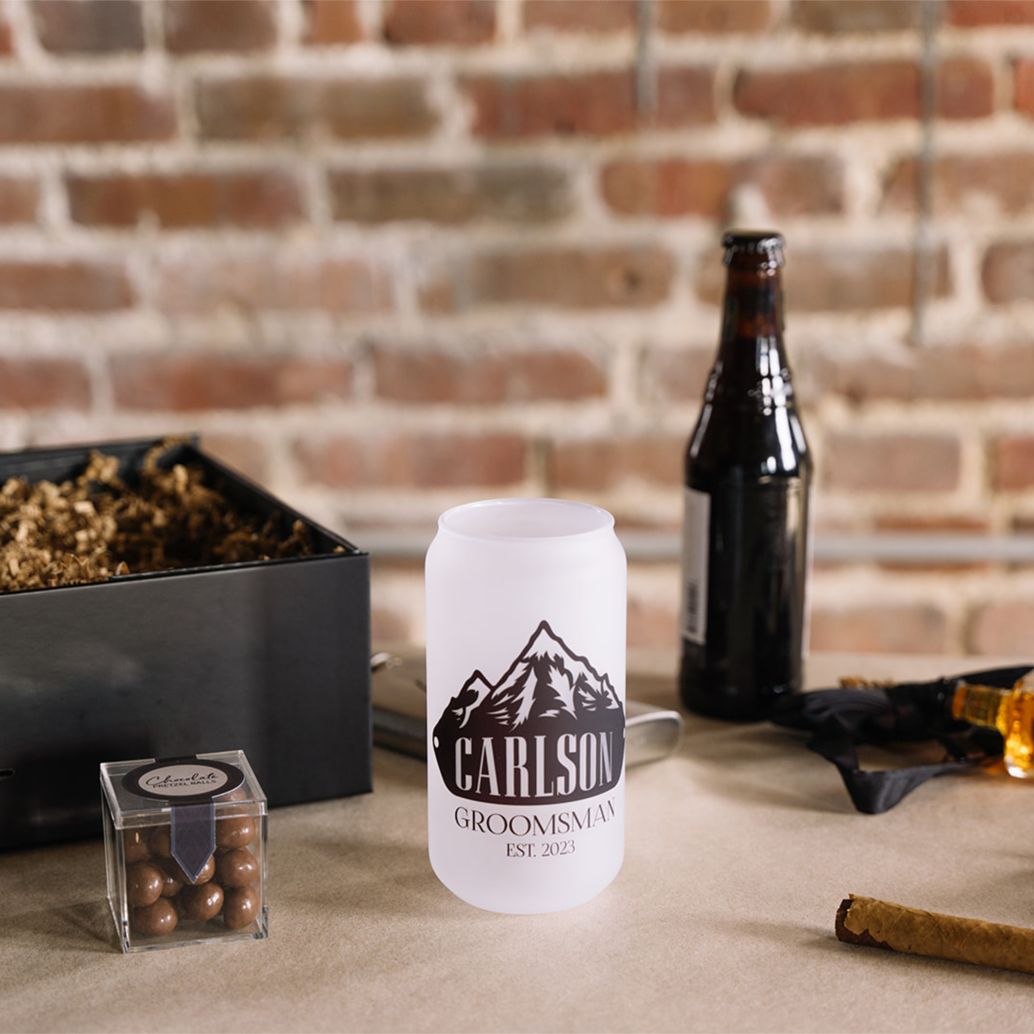 Personalized Frosted beer can glass – Roots and Lace