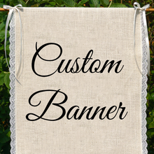 Load image into Gallery viewer, Burlap ring bearer sign with custom saying, adding humor and personality to any wedding. Lightweight and easy-to-carry, with high-quality rustic charm to complement any theme. Personalized saying brings smiles, perfect for ring bearer to carry down the aisle. Unique way to welcome your love on your wedding day.

