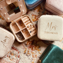 Load image into Gallery viewer, Personalized Velvet Travel Jewelry Box - Roots and Lace
