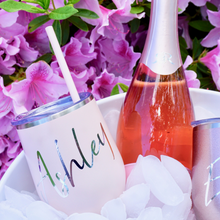 Load image into Gallery viewer, Bridesmaid Wine Tumbler With Straw - Roots and Lace
