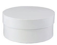 Load image into Gallery viewer, Round white glossy paper box, 9&quot; dia. x 4&quot; H with 1.5&quot; lid height. Durable material &amp; 8.75&quot; dia. interior
