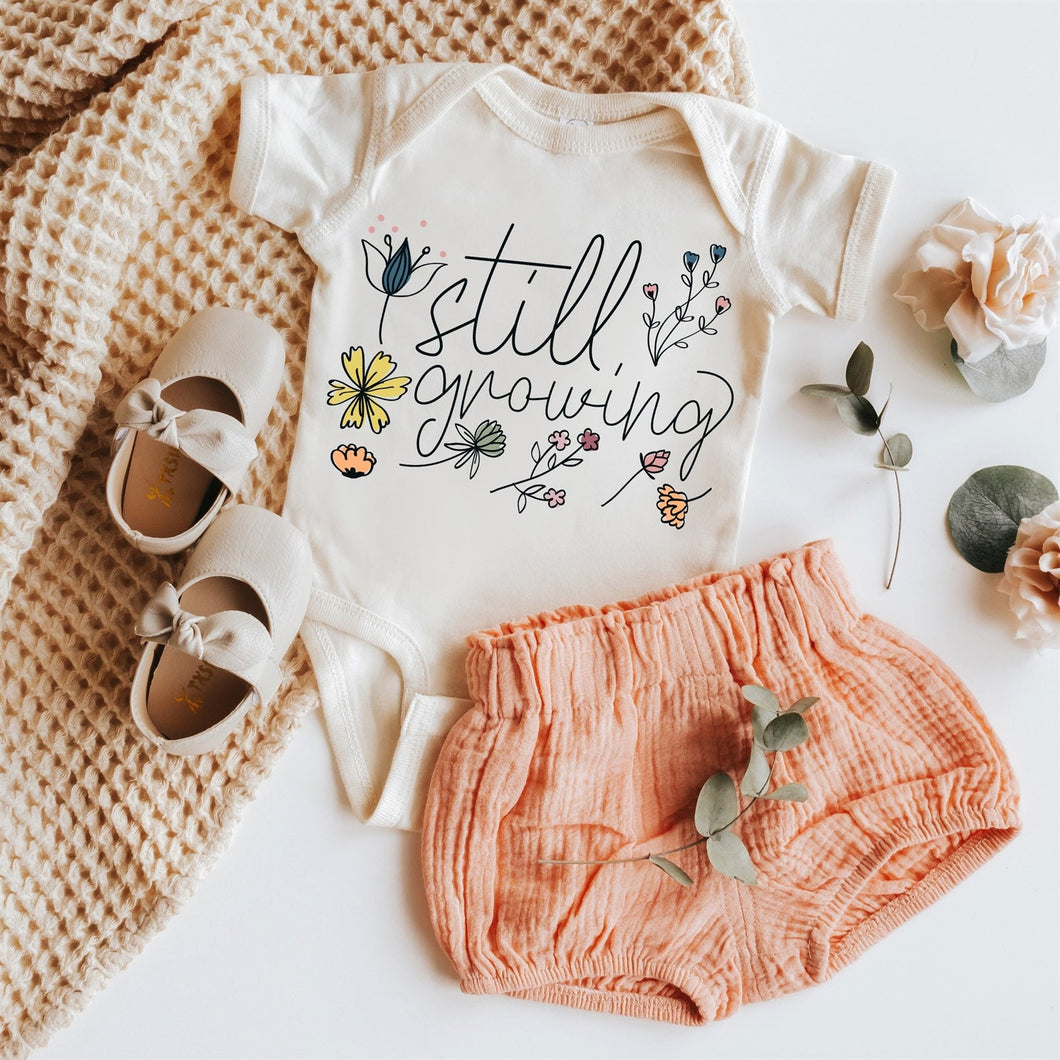 Still Growing Floral Baby Onesie
