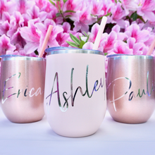 Load image into Gallery viewer, Bridesmaid Wine Tumbler With Straw - Roots and Lace
